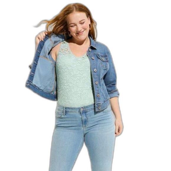 Torrid NWTB Stretch Lace V-Neck Tank Soft green lovely lace PLus size 5x - Picture 3 of 4